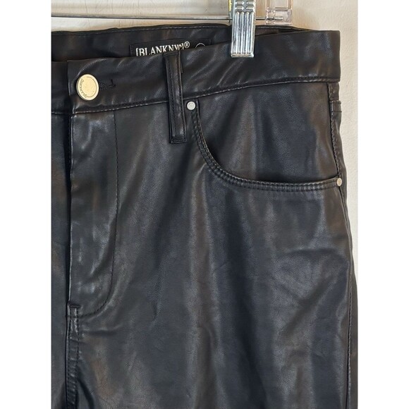 BLANK NYC Waverly Black Faux Leather Pants Women 31 High Rise Flare Pockets NEW - Picture 7 of 15